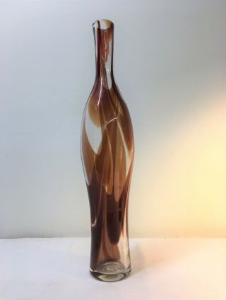 John Nickerson Hand Signed Tall Blenko Vase.  Mid Century Modern.  Decanter Bottle 6