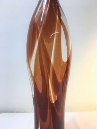 John Nickerson Hand Signed Tall Blenko Vase.  Mid Century Modern.  Decanter Bottle 7