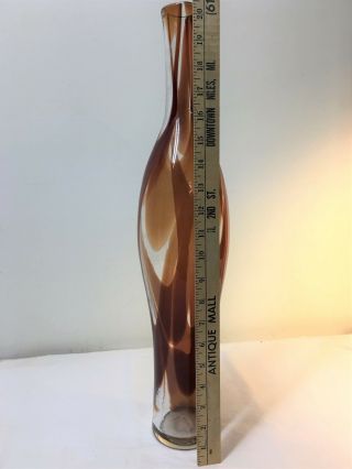 John Nickerson Hand Signed Tall Blenko Vase.  Mid Century Modern.  Decanter Bottle 9
