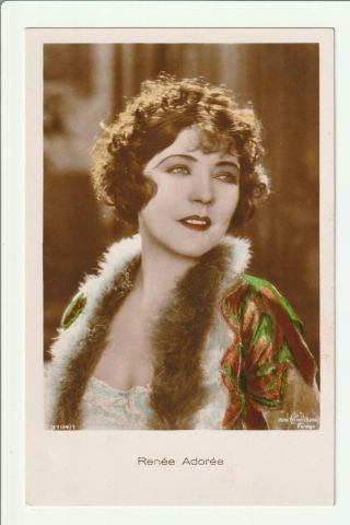 Movie Star Renee Adoree 1930s Colour Photo Postcard