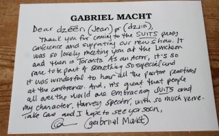 Gabriel Macht Suits Hand Signed Letter Card Thank You Holiday Autograph Fyc 54