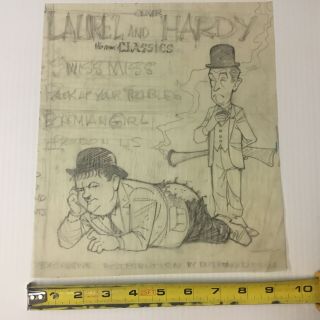 Laurel & Hardy Authentic,  Actual Pencil Sketch By Al Kilgore Disney Artist Ak510