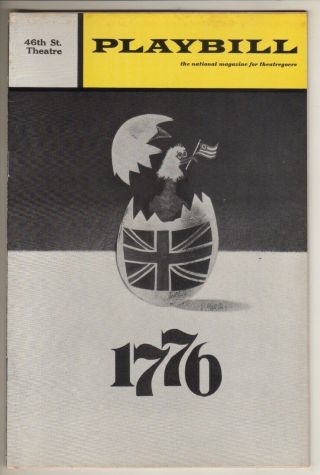 " 1776 " Broadway Playbill 1970 William Daniels,  Howard Da Silva,  John Cullum