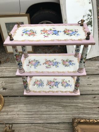 All Hand Painted Sevres?? Era Late 19th Cen.  Tiered Porcelain Shelves