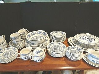 Enoch Wedgwood Blue Heritage Onion 66 Pc.  Service For 8 With