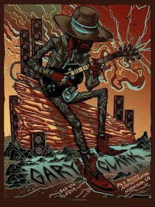 Gary Clark Jr.  Concert Poster Red Rocks Munk One Ap Blue Ink Variant S/n Xx/50