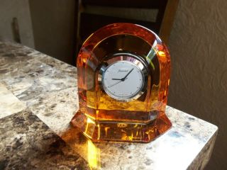 Very Rare Baccarat Honey Amber Vega Crystal Art Glass Clock