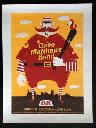 Dave Matthews Band Poster Print Memphis 2008 Rare Methane /460 19 " X 25 " Dmb