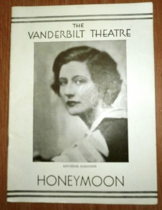 Vintage 1933 Playbill Vanderbilt Theater Honeymoon