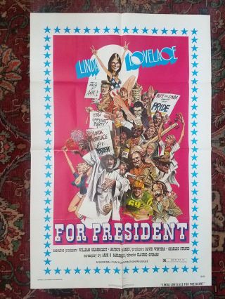 Linda Lovelace For President 1975 Movie Poster Folded