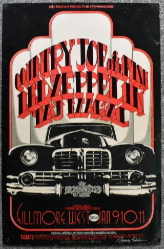 Led Zeppelin Concert Poster Randy Tuten Signed Fillmore 1969