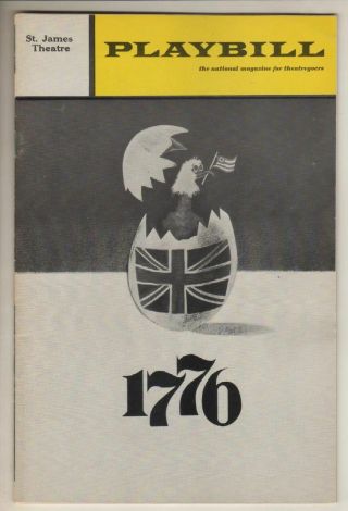 " 1776 " Broadway Playbill 1971 William Daniels,  Howard Da Silva,  John Cullum