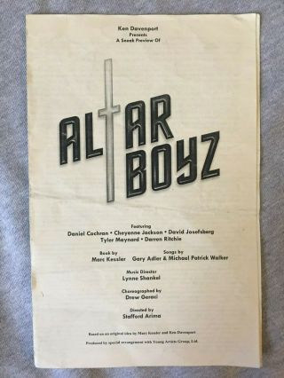 Cheyenne Jackson In Altar Boyz Developmental Perf Program/playbill - Rare