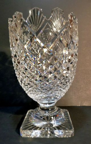 Vintage Waterford Crystal Master Cutter Square Foot Vase 10 1/2 " Made Ireland