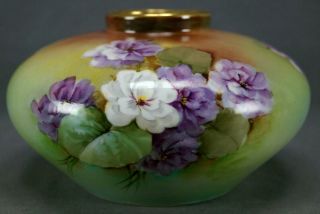 Ginori Italy Hand Painted Signed B Panti Purple & White Floral Vase C.  1891 - 1903