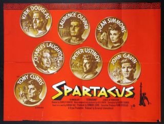 Spartacus Kirk Douglas Tony Curtis Kubrick Gold Medallions British Quad 1961