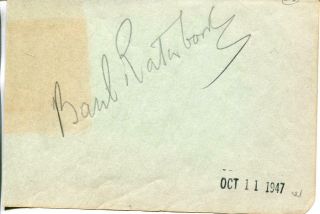 Basil Rathbone Autograph Actor In Sherlock Holmes Films Singed Page
