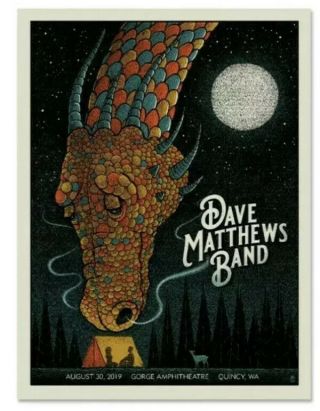 Dave Matthews Band Poster 8/30 2019 Quincy Wa Gorge N1 Methane Print /ed