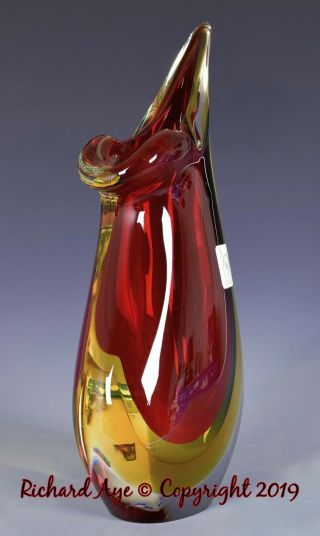 Vetro Artistico Murano Triple Sommerso Teardrop Glass Vase