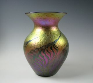 Lundberg Studios Gold Iridescent Art Glass Vase 2005