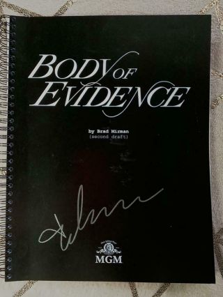Madonna Signed Body Of Evidence (1993) Authentic Full Script