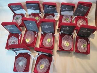 Waterford Crystal 12 Days Of Christmas Ornament Set Complete 1982 - 1995 Box