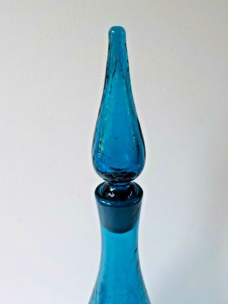 Blenko Turquoise Blue Crackle Glass Decanter Bottle Winslow Anderson 920M MCM 4