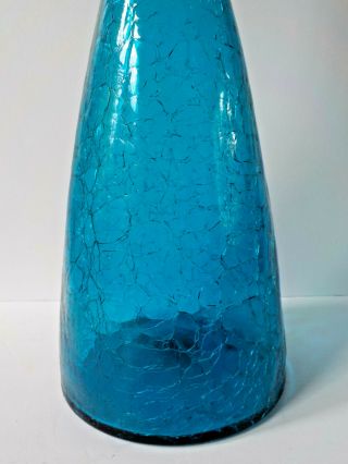 Blenko Turquoise Blue Crackle Glass Decanter Bottle Winslow Anderson 920M MCM 5