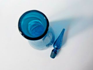 Blenko Turquoise Blue Crackle Glass Decanter Bottle Winslow Anderson 920M MCM 6