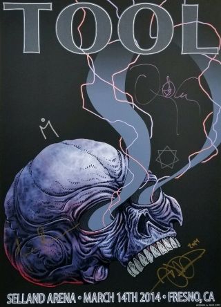 Tool Signed Autographed Embossed Concert Poster Fresno 3/14/14 Selland Arena