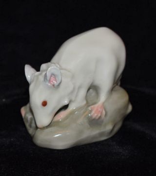 RARE Meissen Miniature Porcelain Figurine - WHITE MOUSE / RAT on Base - I - 132 2