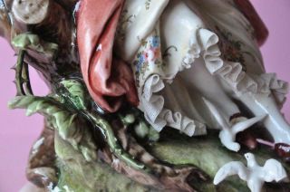 Large Vintage 10 3/4 Inch Capodimonte Porcelain Figurine Italy with Dove 10