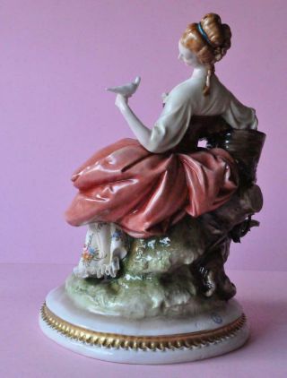 Large Vintage 10 3/4 Inch Capodimonte Porcelain Figurine Italy with Dove 3