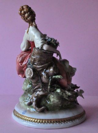 Large Vintage 10 3/4 Inch Capodimonte Porcelain Figurine Italy with Dove 5