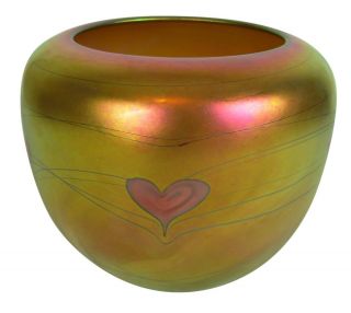 Lundberg Studios Art Glass Vase Heart & Vine Valentine