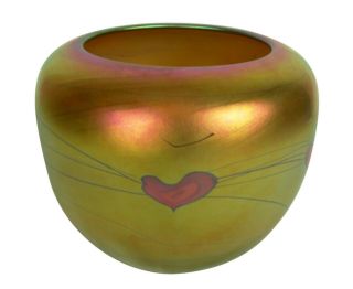 Lundberg Studios Art Glass Vase Heart & Vine Valentine 2