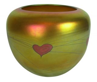 Lundberg Studios Art Glass Vase Heart & Vine Valentine 4