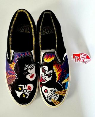 Kiss - Rare Rock And Roll Over Vans Slip On Shoes Size 7.  5 Gene Simmons