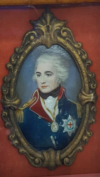 Antique Portrait In Frame Lord Admiral Horatio Nelson