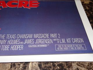Texas Chainsaw Massacre 2 1 - Sheet Movie Poster Horror Toby Hooper Bill Moseley 4