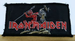 Iron Maiden Run To The Hills Vintage 1980s Woven Patch Embroidered Ultra Rare