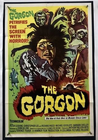 Gorgon Movie Poster (verygood) One Sheet 1964 Horror Peter Cushing 4069