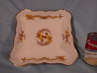 Old Rare Meissen Yellow Dragon & Red Accent 9.  5 " Square Serving Bowl