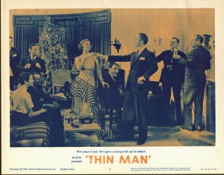 The Thin Man Mgm Lobby Card William Powell/myrna Loy 11x14 Movie Poster