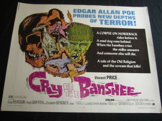 Cry Of The Banshee U.  S Half Sheet 22x28 Vincent Price - Horror