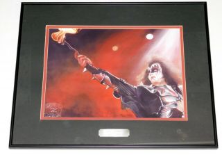 Kiss Band Gene Simmons Destroyer Tour Fire Framed Ltd Ed Art Print Poster 2000