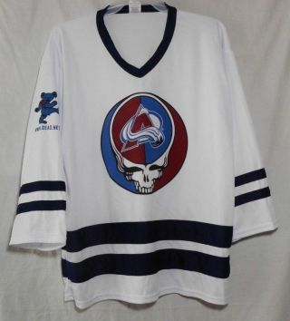 Grateful Dead Nhl Colorado Avalanche Steal Your Face Hockey Jersey Large L Shirt