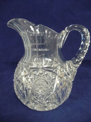 Antique Signed Hawkes American Brilliant Cut Glass Pitcher