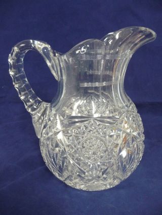ANTIQUE SIGNED HAWKES AMERICAN BRILLIANT CUT GLASS PITCHER 3
