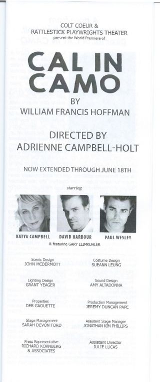 Cal In Camo Playbill,  Ad Paul Wesley (stefan Salvatore On The Vampire Diaries)